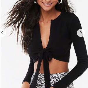 Never Worn Cropped Front Tie Sweater